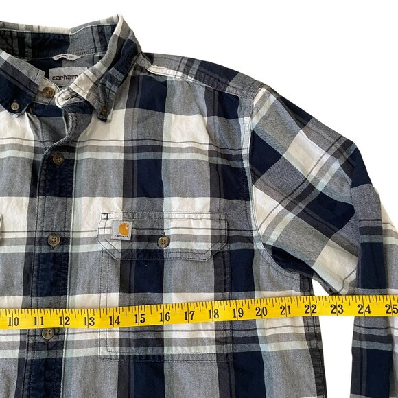Carhartt Button Down Shirt Men's Size Medium Gray Plaid Original Fit Cotton - Picture 3 of 5